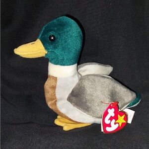Ty Mallard Duck Plush Toy - Green, Yellow, Brown, Gray, Cream